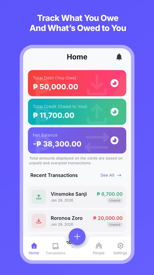 Utang: Credit & Debt Tracker Screenshot 1